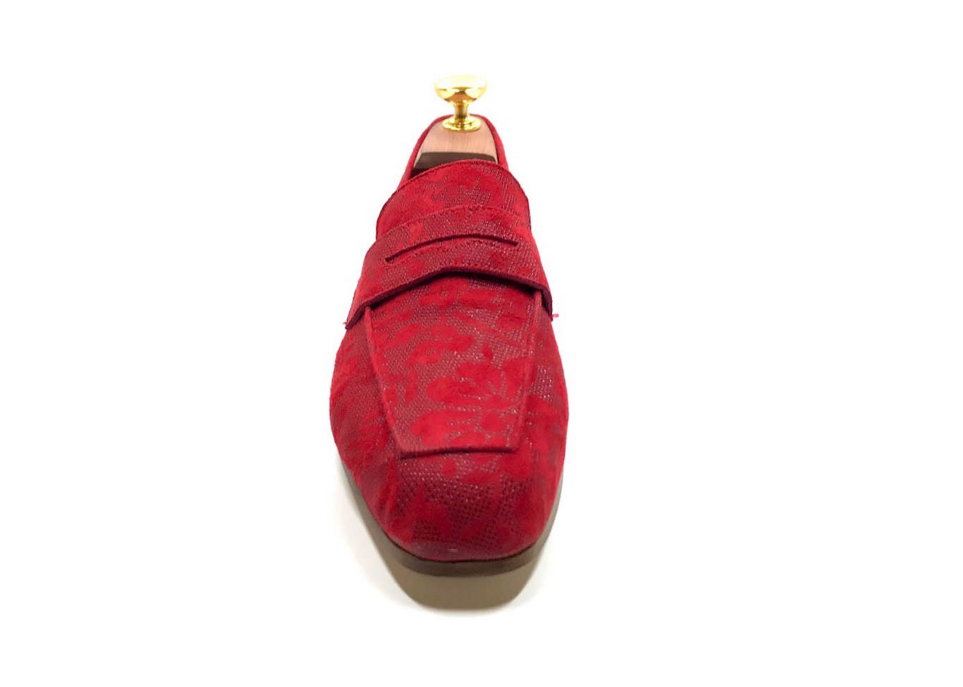 Mocassini 'Tasca' in camoscio stampato motivo Fiori rosso