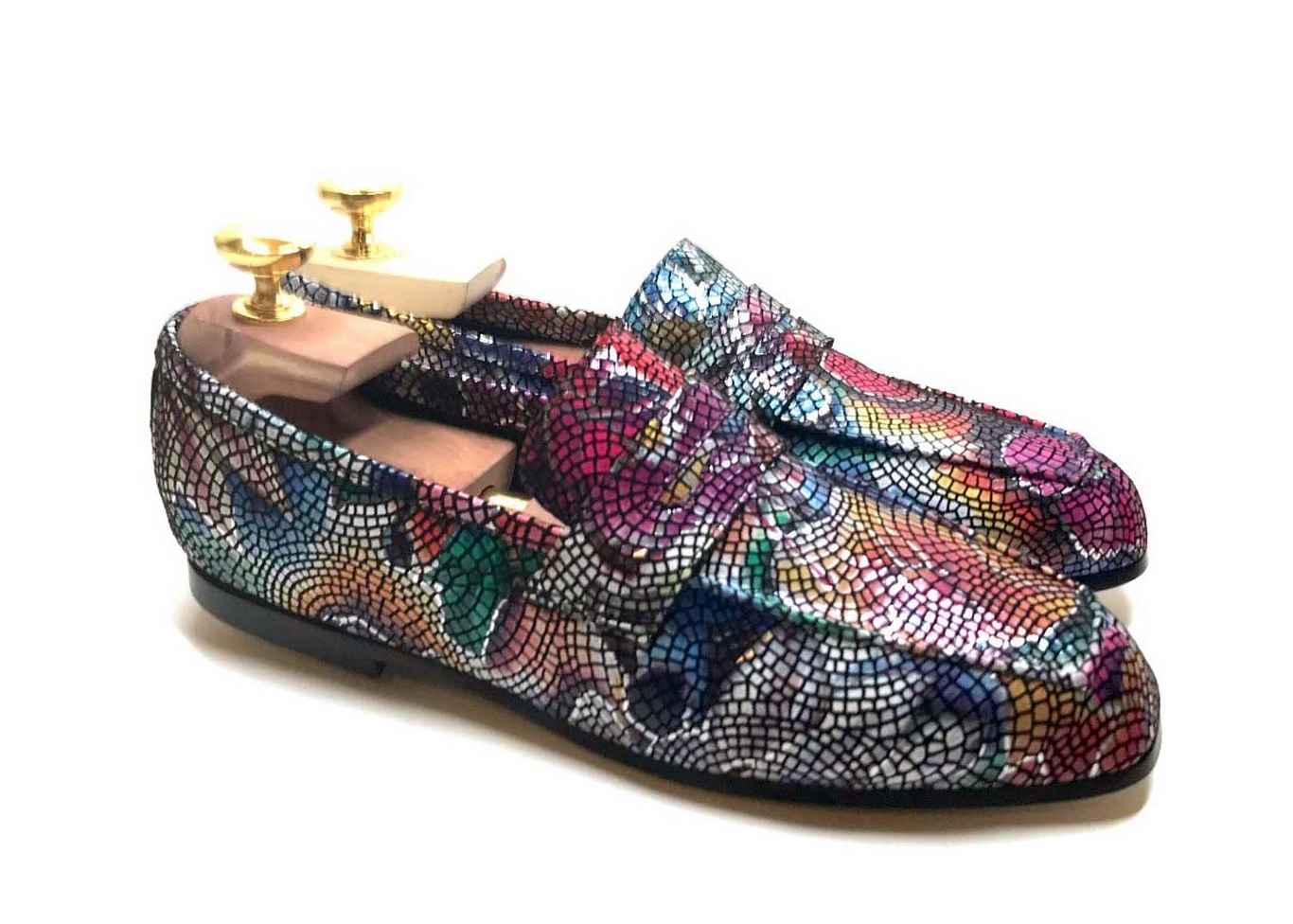 Loafers 'Tasca' in calfskin silkscreened Lawn Black™