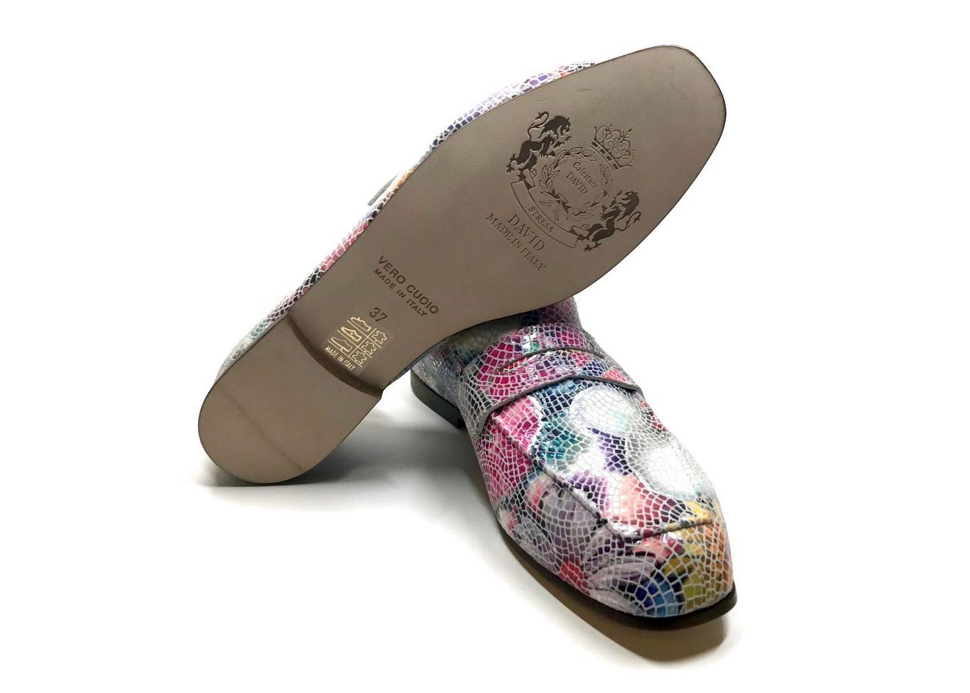 Loafers 'Tasca' in calfskin silkscreened Lawn White™