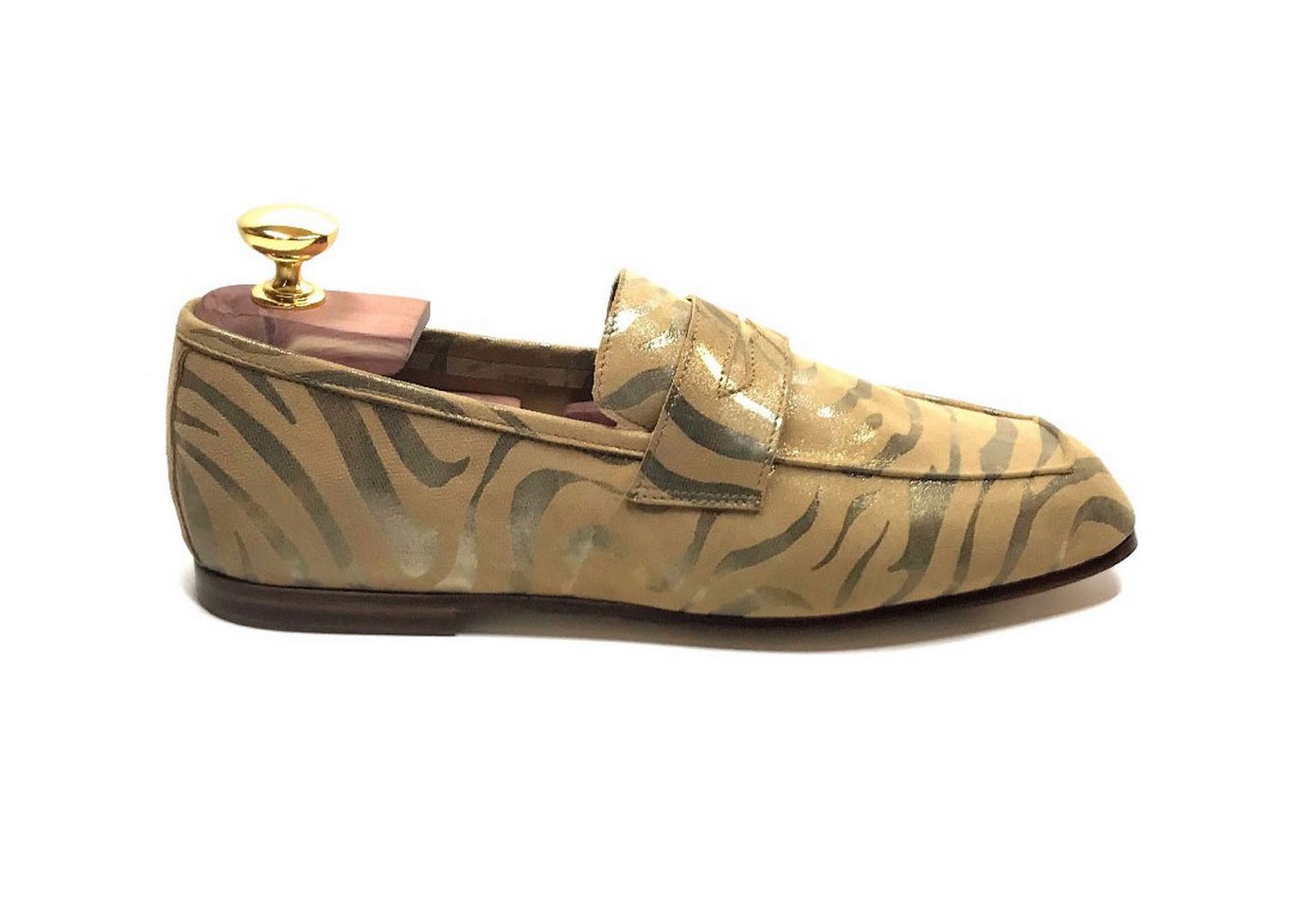 Loafers 'Tasca' in calfskin silkscreened Tucson Camel™