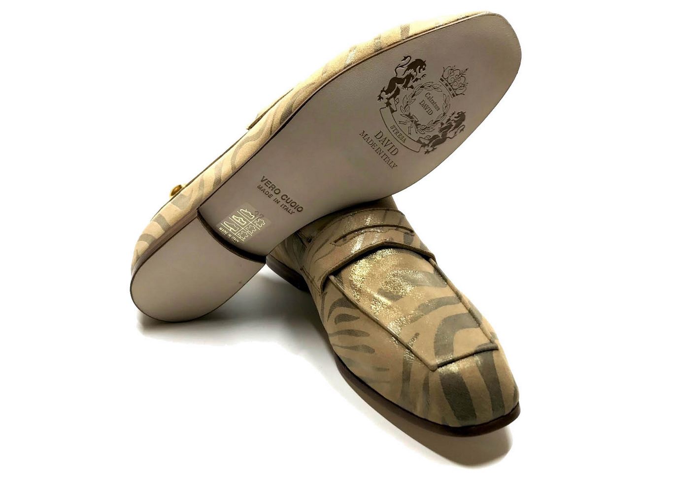 Loafers 'Tasca' in calfskin silkscreened Tucson Camel™