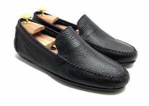 Comfort Loafer with rubber Bottom in Black hammered leather