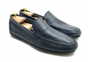 Comfort Loafer with rubber Bottom in Blue hammered leather