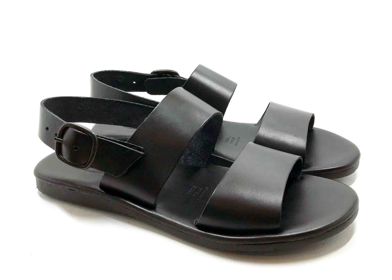 Sandalo con soletta imbottita in vacchetta color Nero